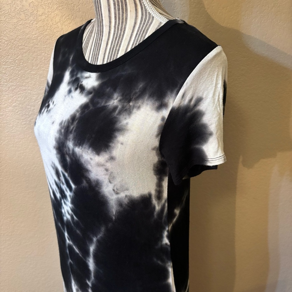 Caution To The Wind Dress Small Black & White Tie-Dye Short Sleeve Midi Hi-Low - Picture 8 of 14